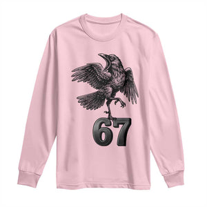 Funny Raven Brainrot Six Seven Meme Gift Long Sleeve Shirt TS12 Light Pink Print Your Wear