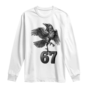 Funny Raven Brainrot Six Seven Meme Gift Long Sleeve Shirt TS12 White Print Your Wear