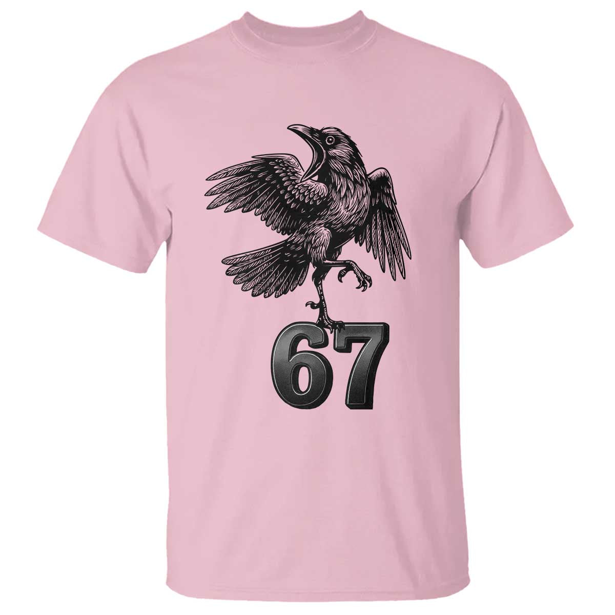 Funny Raven Brainrot Six Seven Meme Gift T Shirt TS12 Light Pink Print Your Wear