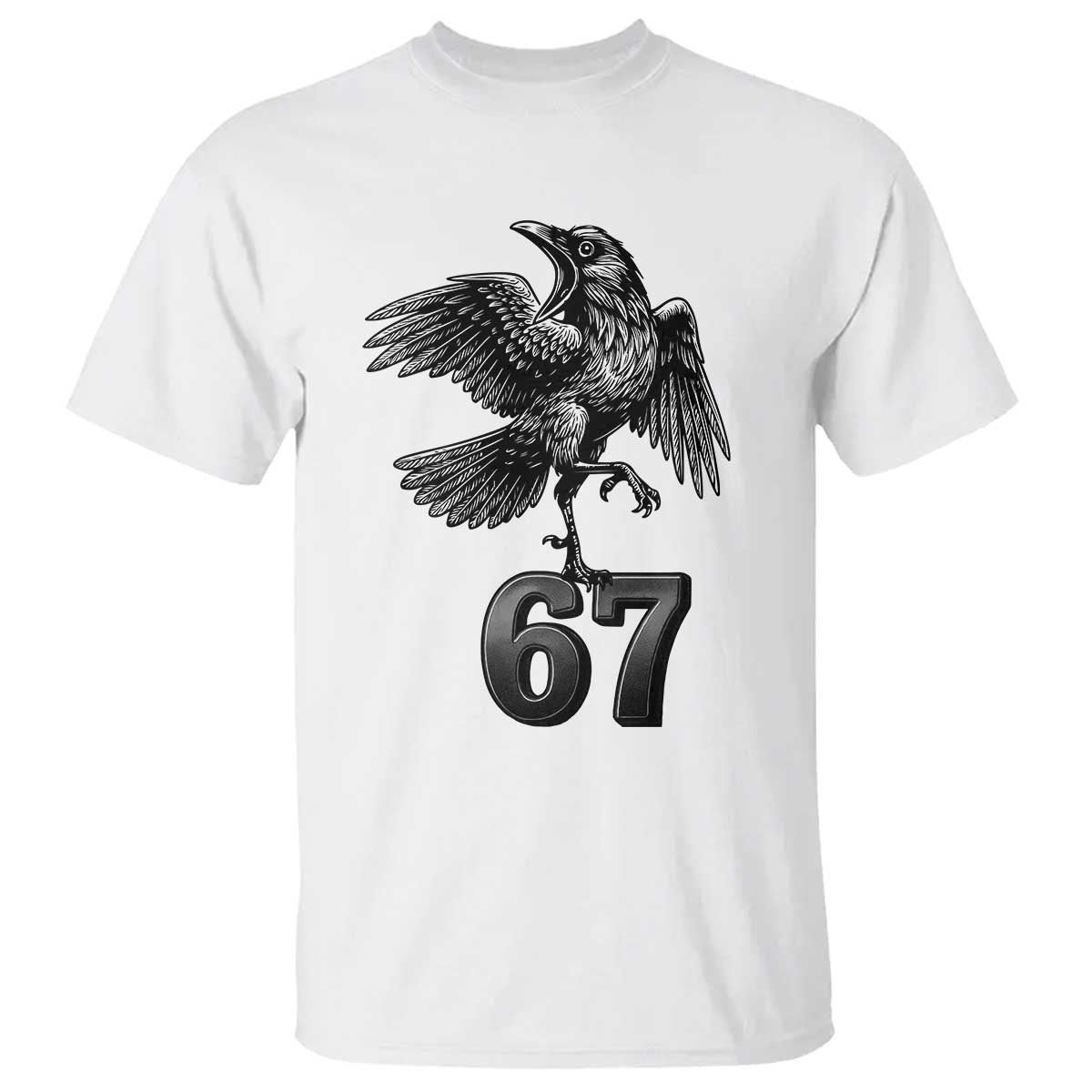Funny Raven Brainrot Six Seven Meme Gift T Shirt TS12 White Print Your Wear