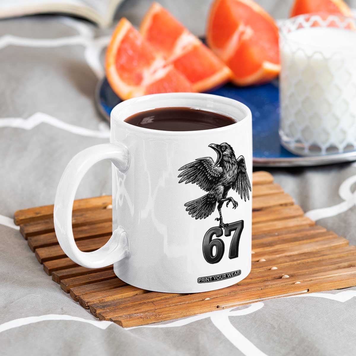 Funny Raven Brainrot Six Seven Meme Gift Coffee Mug TS12 Print Your Wear