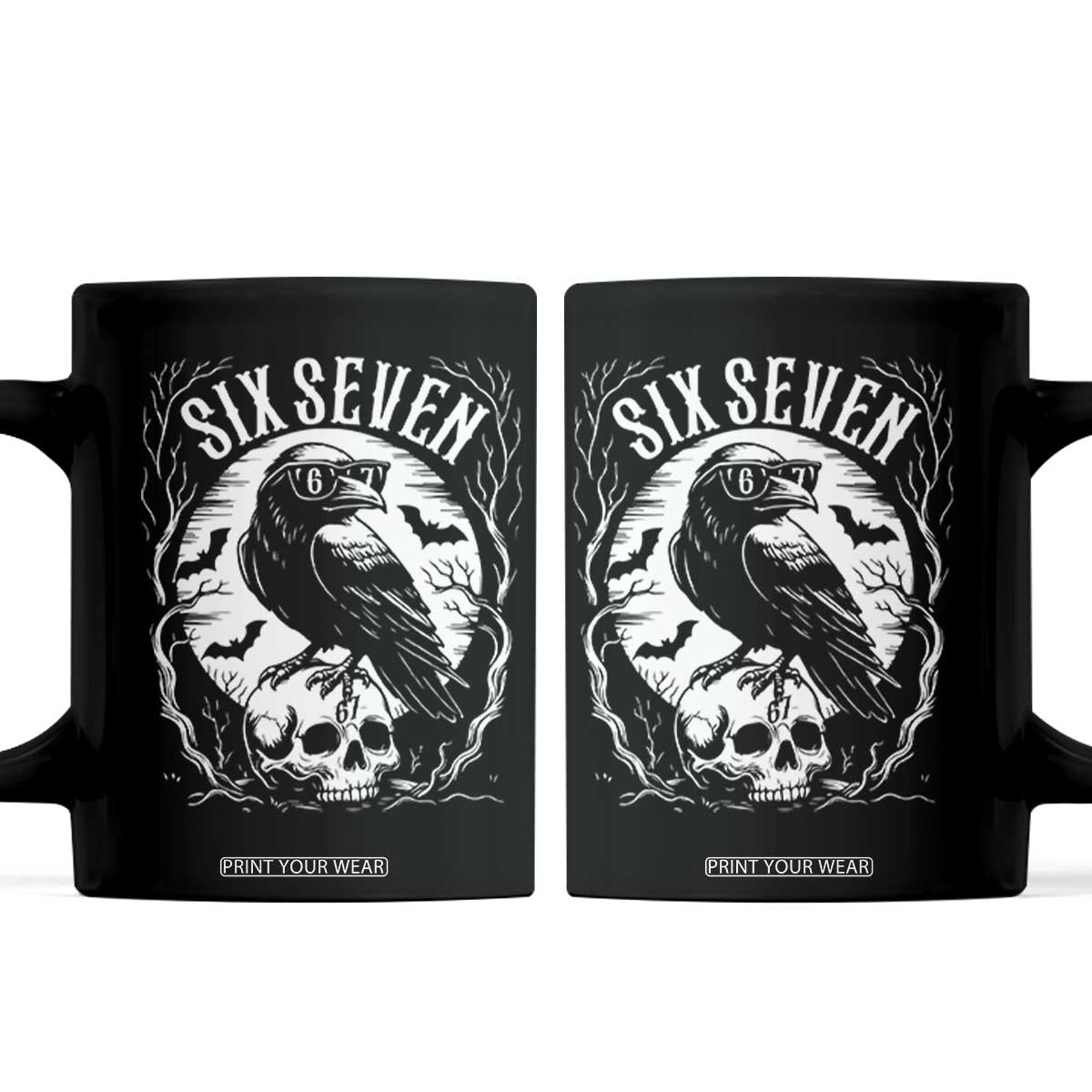Gothic Raven Brainrot Six Seven Coffee Mug Gen Z Alpha Gift TS12 Black Print Your Wear