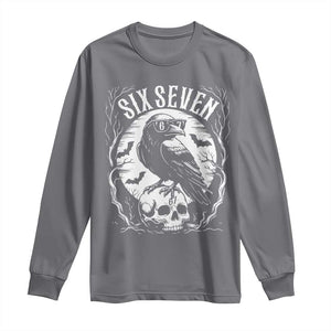 Gothic Raven Brainrot Six Seven Long Sleeve Shirt Gen Z Alpha Gift TS12 Charcoal Print Your Wear