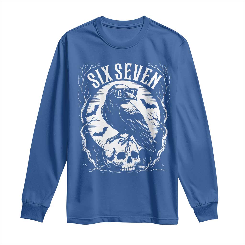 Gothic Raven Brainrot Six Seven Long Sleeve Shirt Gen Z Alpha Gift TS12 Royal Blue Print Your Wear