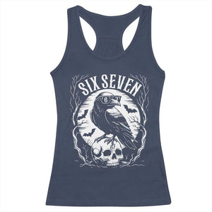 Gothic Raven Brainrot Six Seven Racerback Tank Top Gen Z Alpha Gift TS12 Navy Print Your Wear