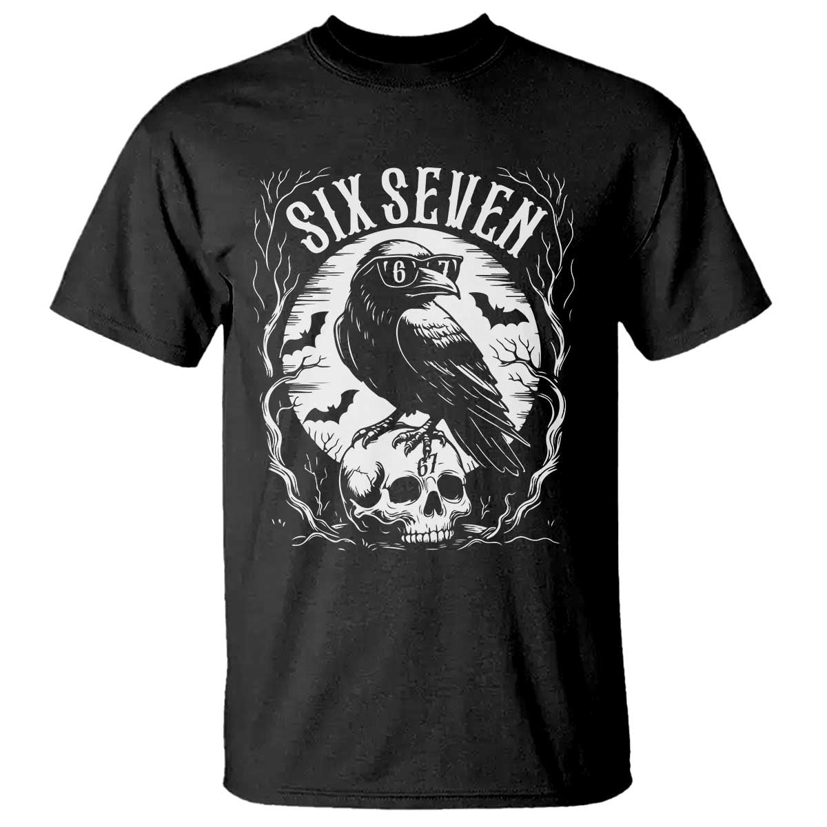 Gothic Raven Brainrot Six Seven T Shirt Gen Z Alpha Gift TS12 Black Print Your Wear