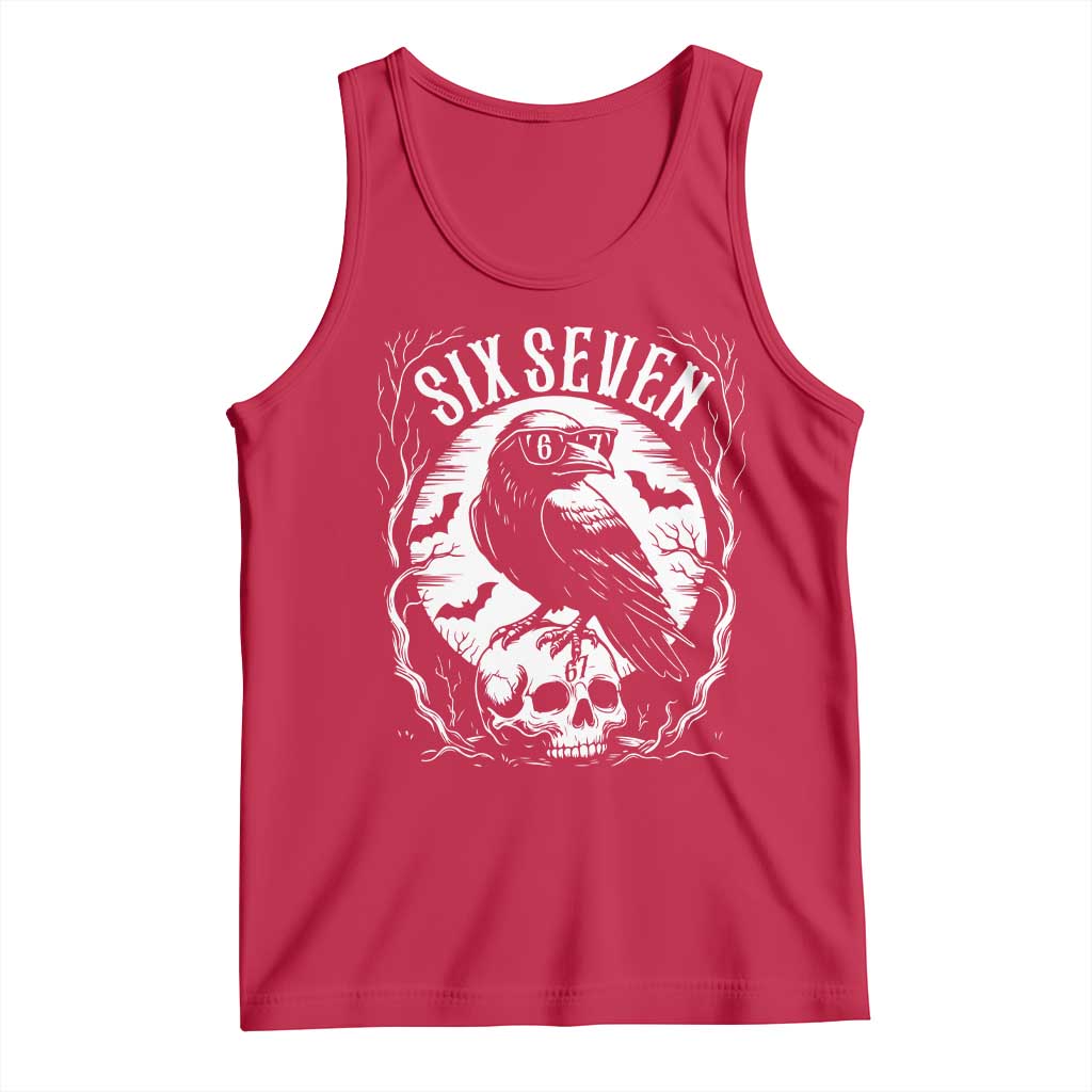 Gothic Raven Brainrot Six Seven Tank Top Gen Z Alpha Gift TS12 Red Print Your Wear