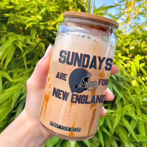 Sundays Are For NE Glass Can Game Day Lover Gift TS12 White Print Your Wear