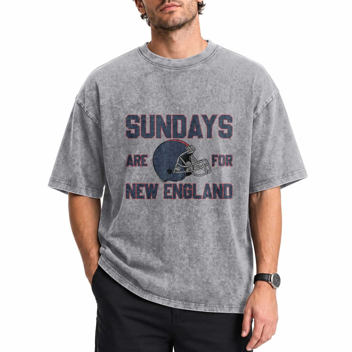 Sundays Are For NE Washed Cotton T-Shirt Game Day Lover Gift