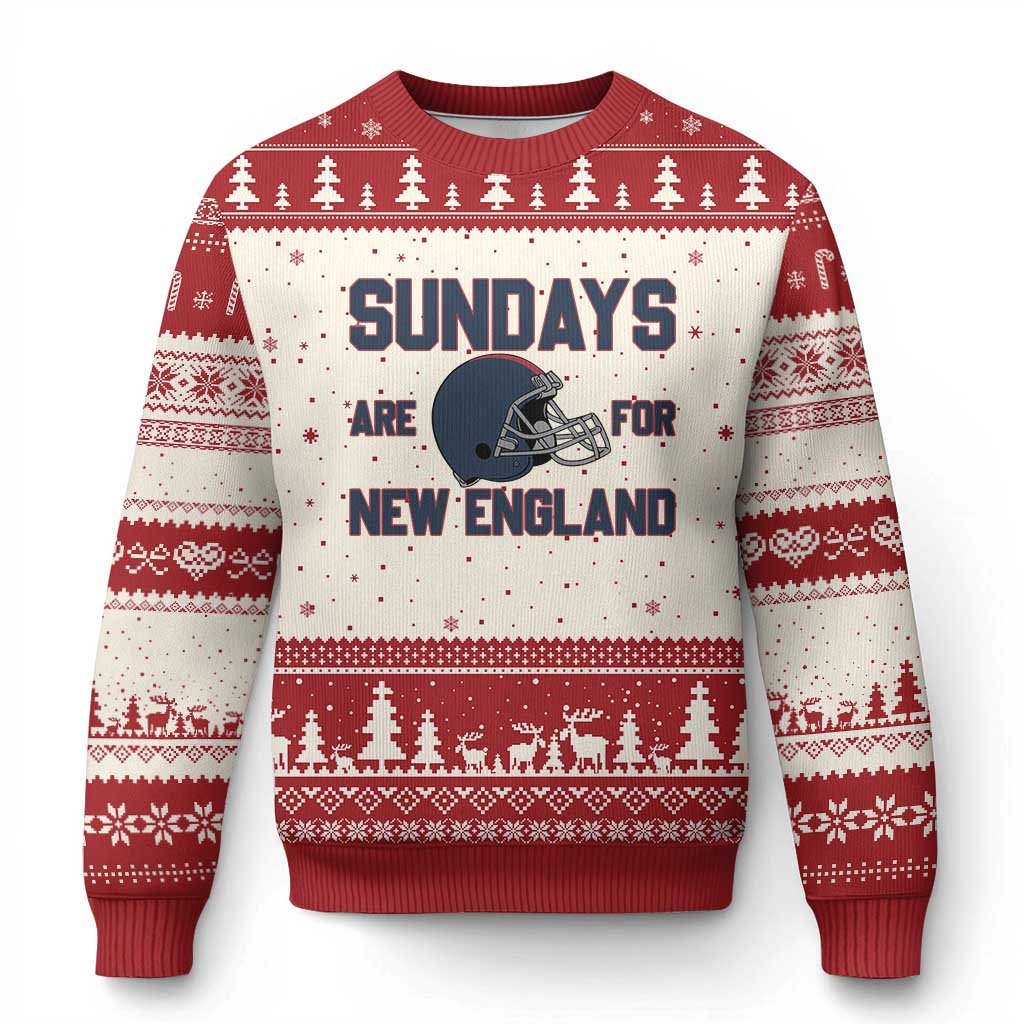 Sundays Are For NE Ugly Christmas Sweater Game Day Lover Gift TS12 Beige Red Print Your Wear