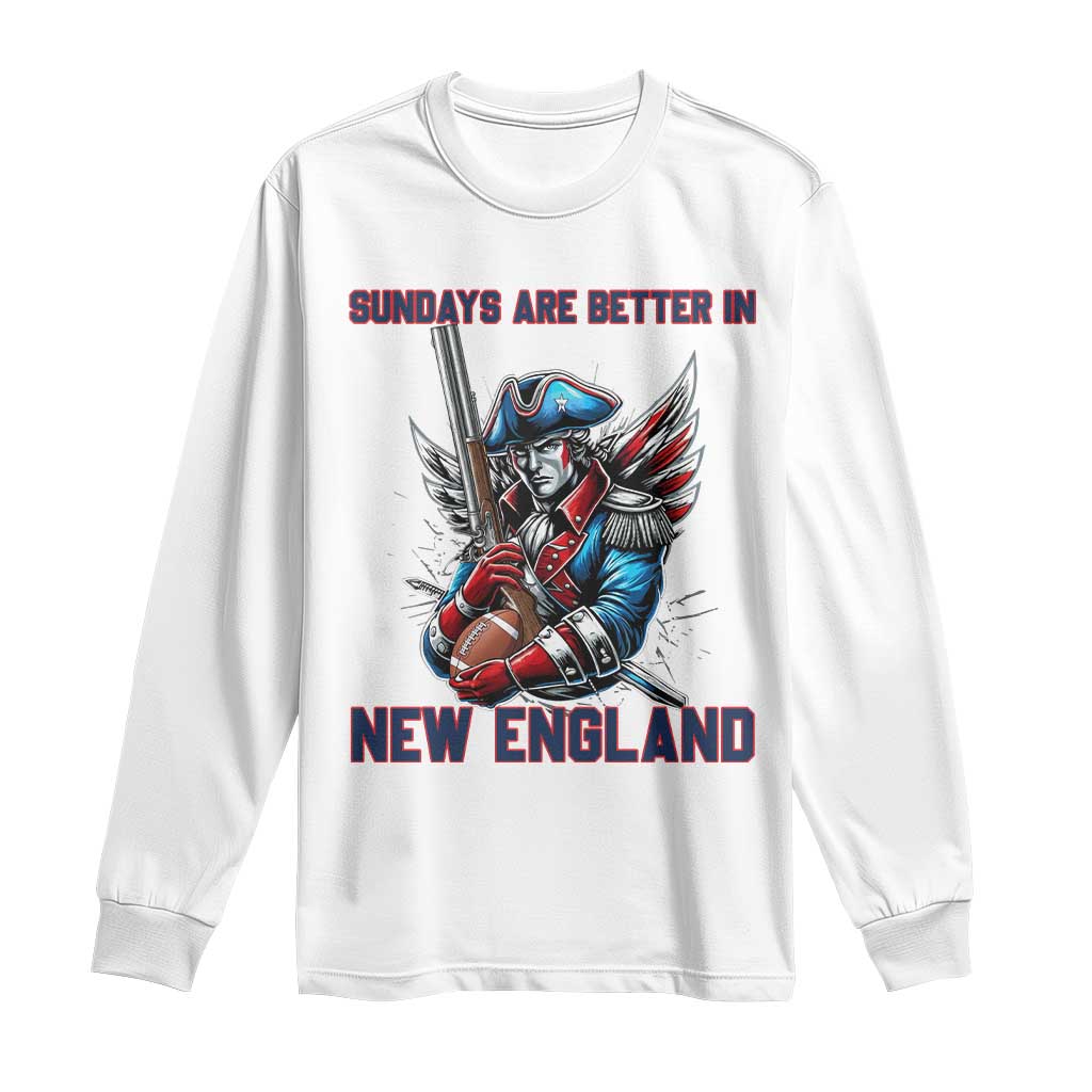 Funny George Washington Football Lover Gift Long Sleeve Shirt Sundays Are Better In New England TS12 White Print Your Wear