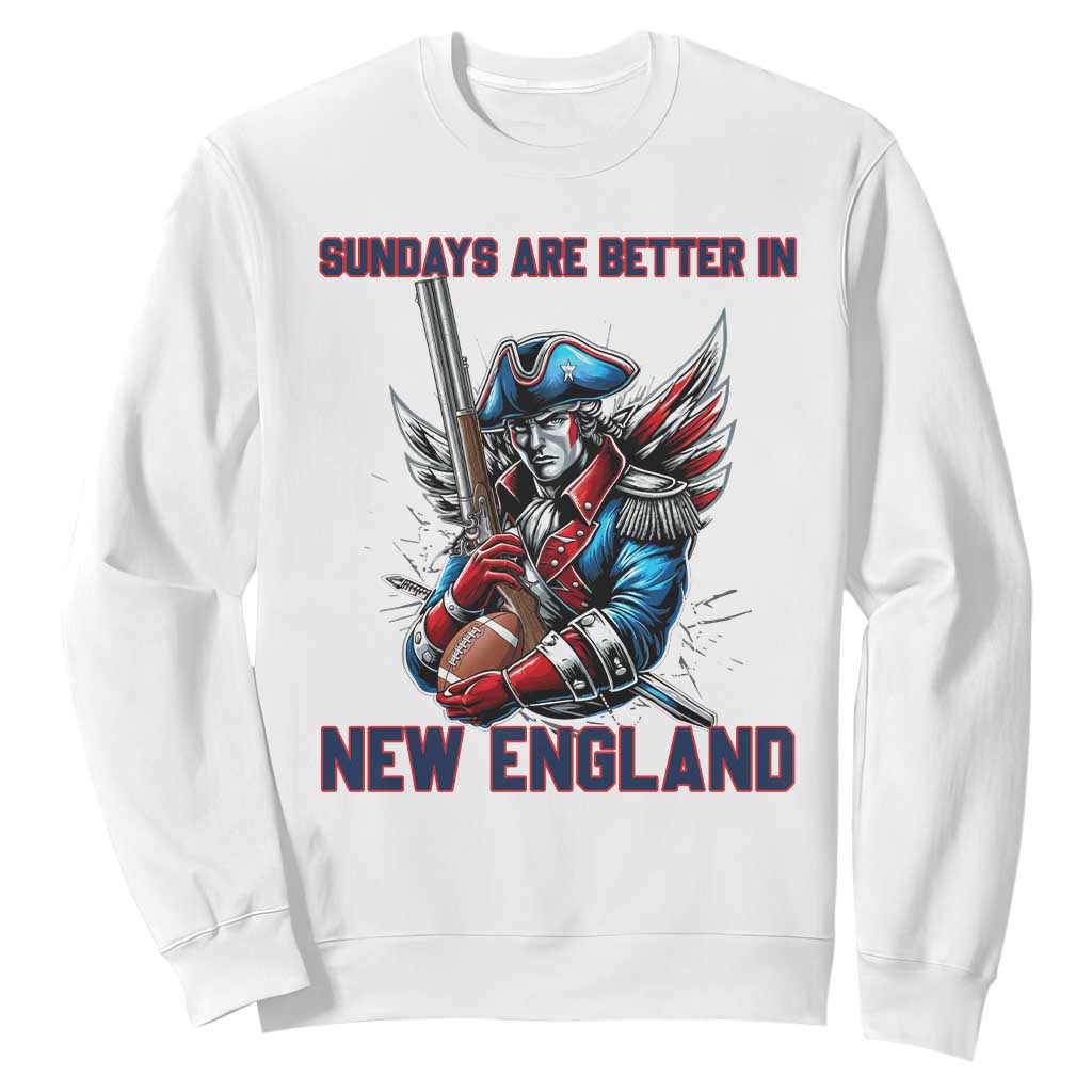 Funny George Washington Football Lover Gift Sweatshirt Sundays Are Better In New England TS12 White Print Your Wear