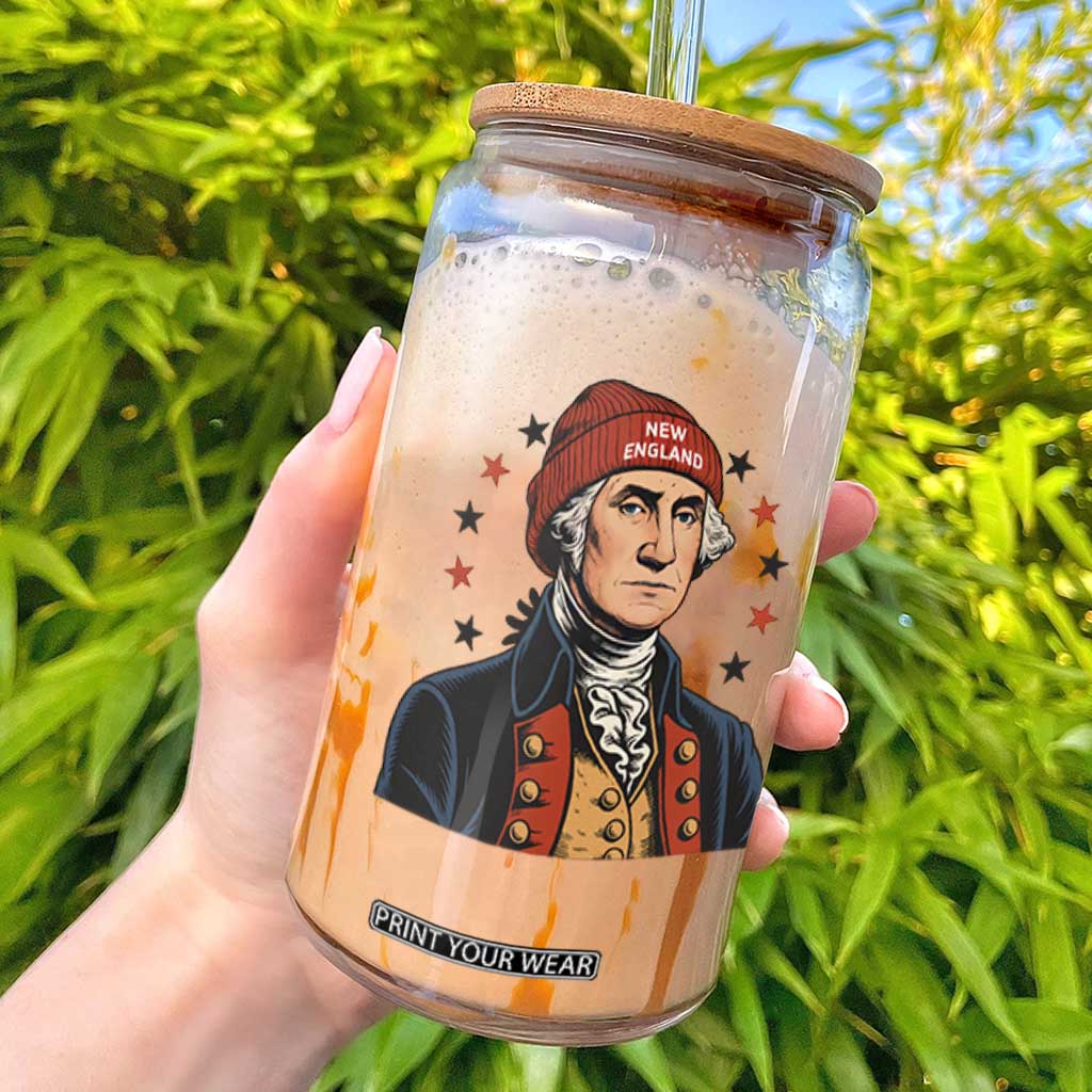 George Washington NE Football Fan Glass Can Vintage Colonial Gift TS12 White Print Your Wear