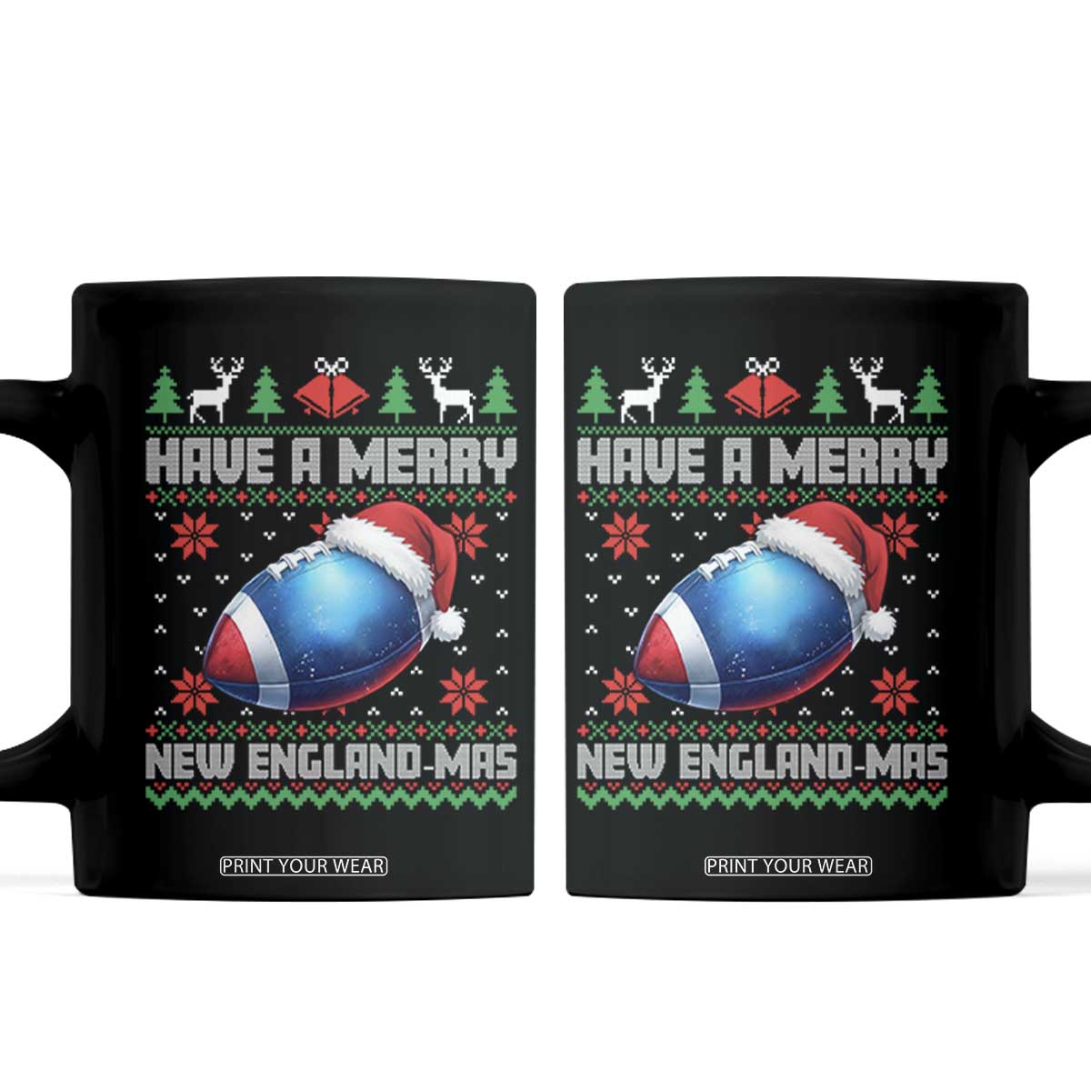 Have A Merry NE Mas Coffee Mug Funny Football Fan Ugly Christmas Gift TS12 Black Print Your Wear