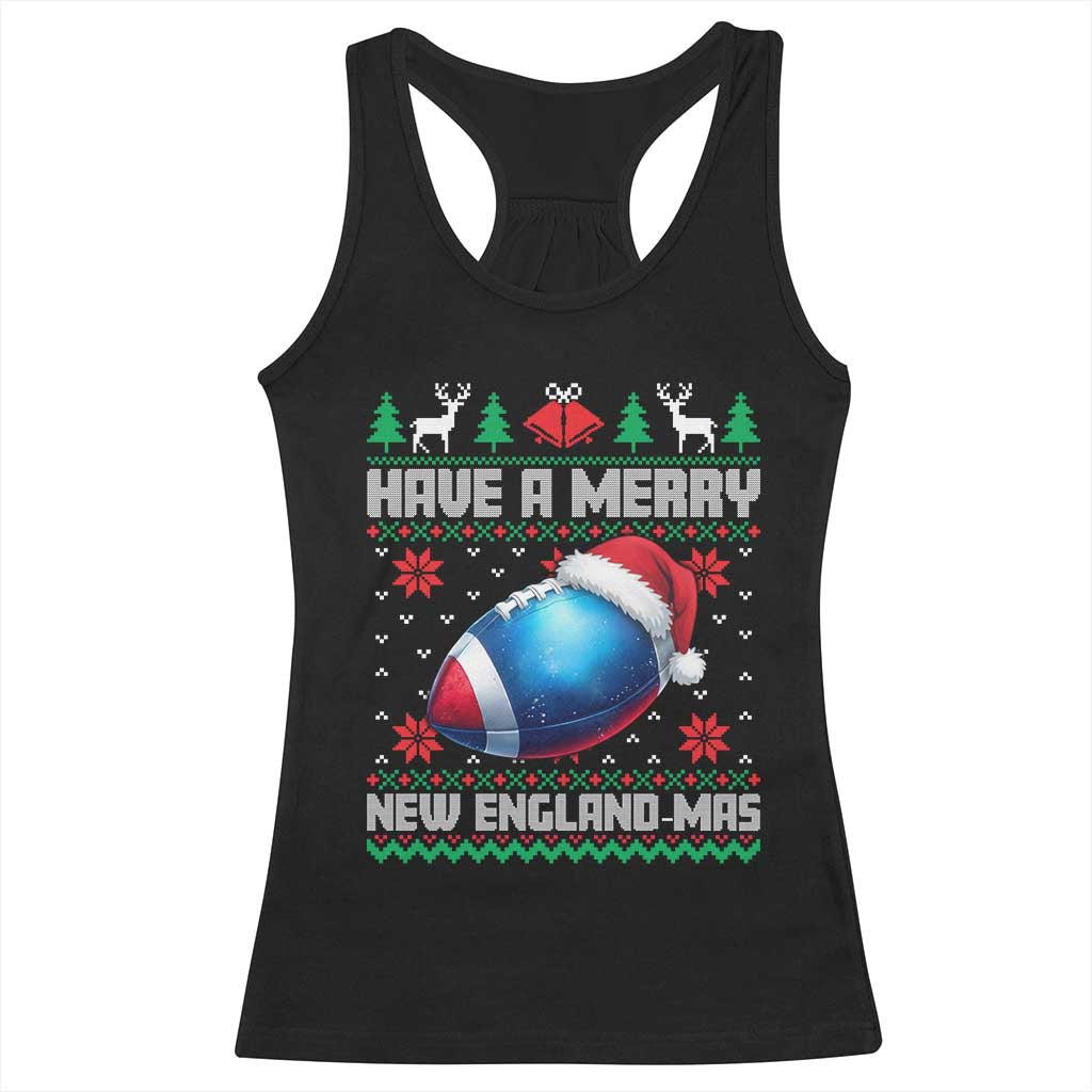 Have A Merry NE Mas Racerback Tank Top Funny Football Fan Ugly Christmas Gift TS12 Black Print Your Wear
