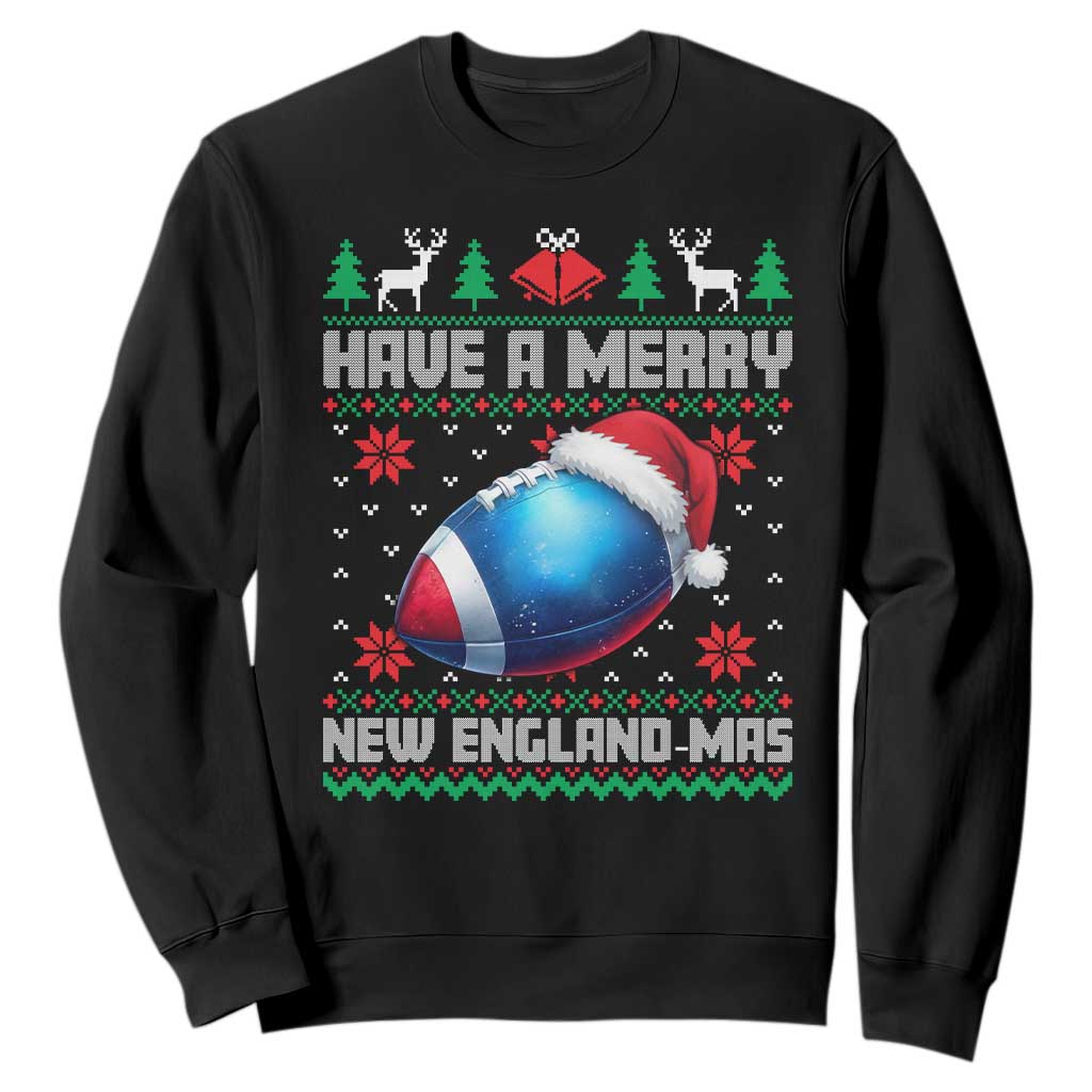 Have A Merry NE Mas Sweatshirt Funny Football Fan Ugly Christmas Gift TS12 Black Print Your Wear
