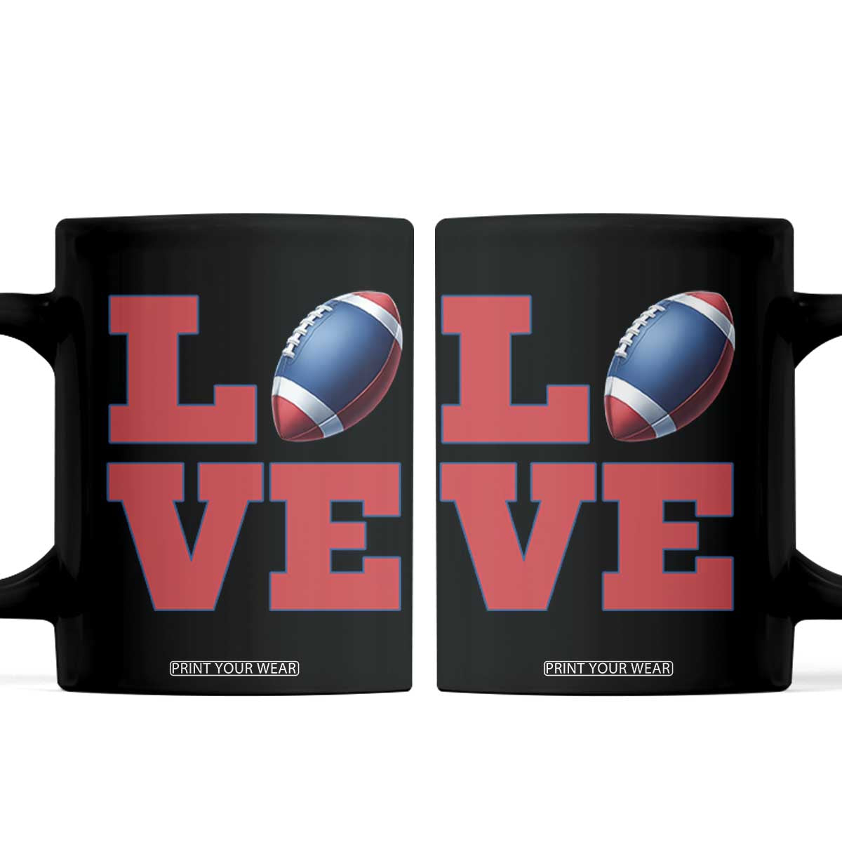 Love Football Fan Supporter Coffee Mug Gift For Game Day Lovers TS12 Black Print Your Wear