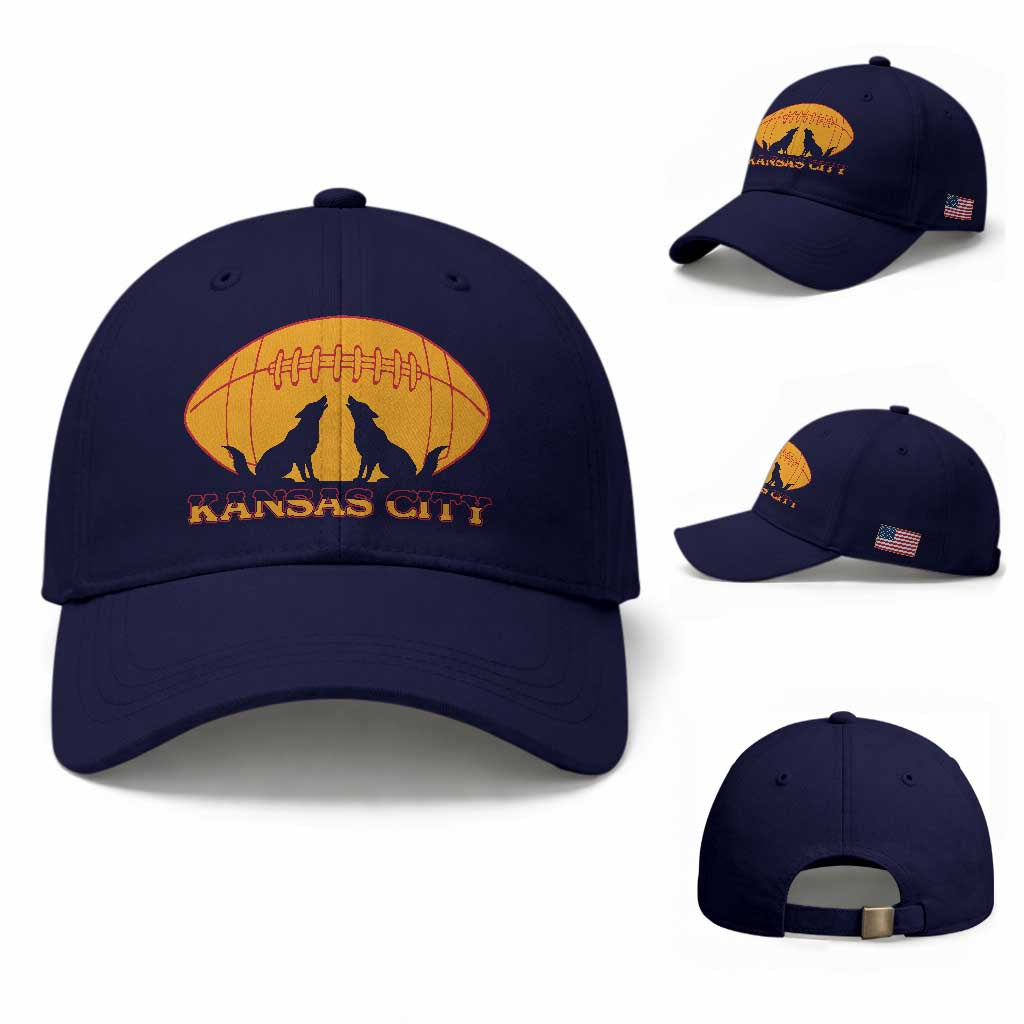 Football Lover Gift Baseball Cap Midwest Wolf Spirit TS12 Baseball Cap Universal Fit Dark Blue Print Your Wear