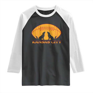 Football Lover Gift Raglan Shirt Midwest Wolf Spirit TS12 Black White Print Your Wear