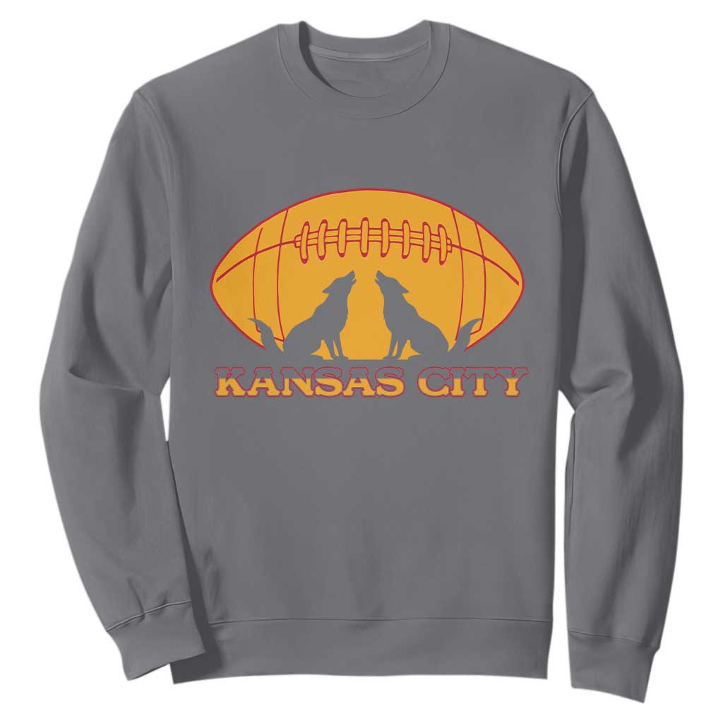 Football Lover Gift Sweatshirt Midwest Wolf Spirit TS12 Charcoal Print Your Wear