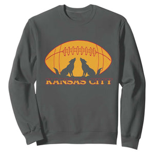 Football Lover Gift Sweatshirt Midwest Wolf Spirit TS12 Dark Heather Print Your Wear