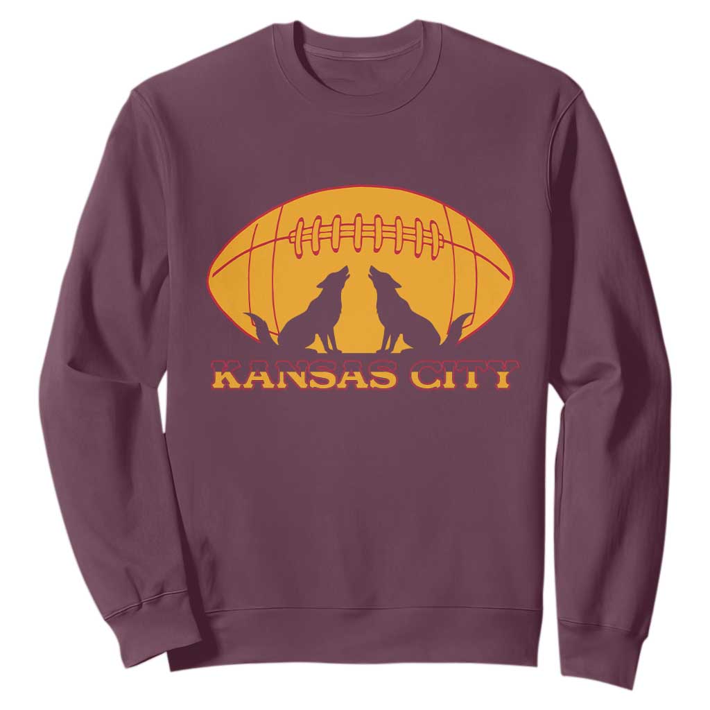 Football Lover Gift Sweatshirt Midwest Wolf Spirit TS12 Maroon Print Your Wear