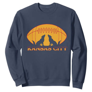 Football Lover Gift Sweatshirt Midwest Wolf Spirit TS12 Navy Print Your Wear