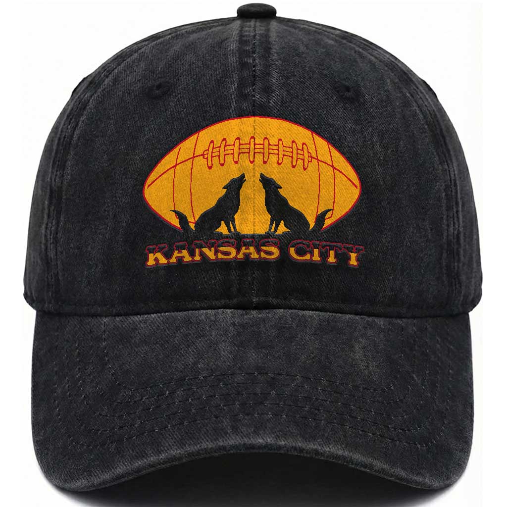 Football Lover Gift Washed Cotton Baseball Cap Midwest Wolf Spirit TS12 Print Your Wear