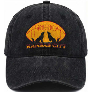 Football Lover Gift Washed Cotton Baseball Cap Midwest Wolf Spirit TS12 Print Your Wear
