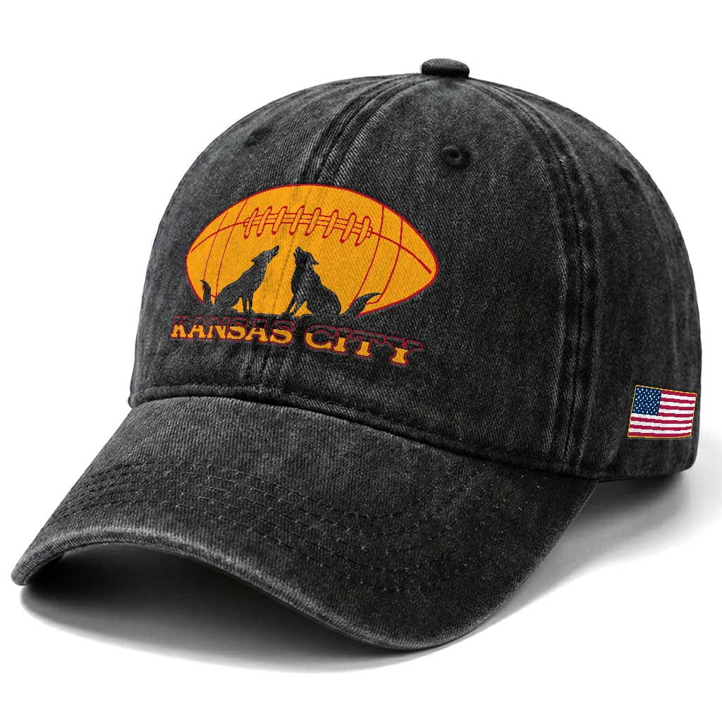 Football Lover Gift Washed Cotton Baseball Cap Midwest Wolf Spirit TS12 Print Your Wear