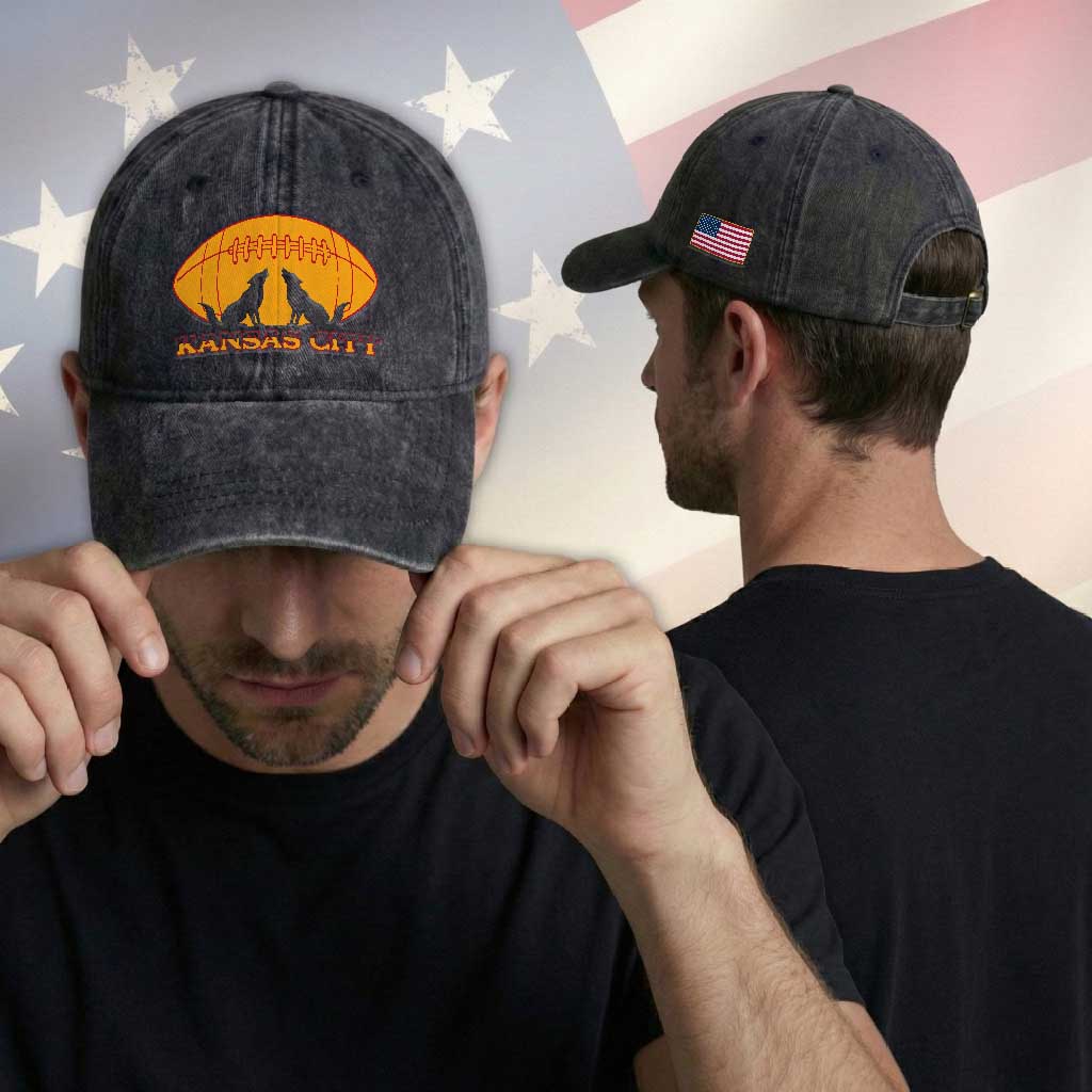 Football Lover Gift Washed Cotton Baseball Cap Midwest Wolf Spirit TS12 Print Your Wear