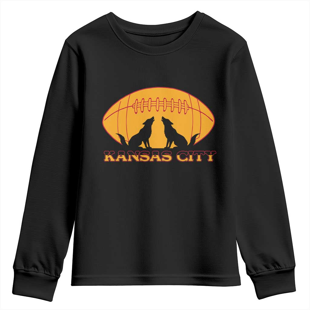 Football Lover Gift Youth Sweatshirt Midwest Wolf Spirit TS12 Black Print Your Wear