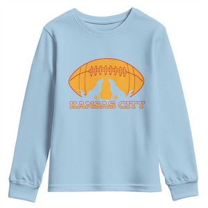 Football Lover Gift Youth Sweatshirt Midwest Wolf Spirit TS12 Light Blue Print Your Wear