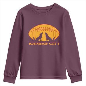 Football Lover Gift Youth Sweatshirt Midwest Wolf Spirit TS12 Maroon Print Your Wear