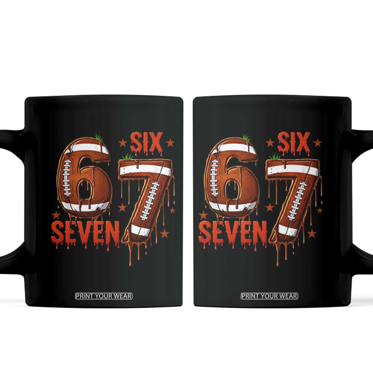 American Football Six Seven Meme Coffee Mug Funny Gen Z Alpha Gift TS12 Black Print Your Wear