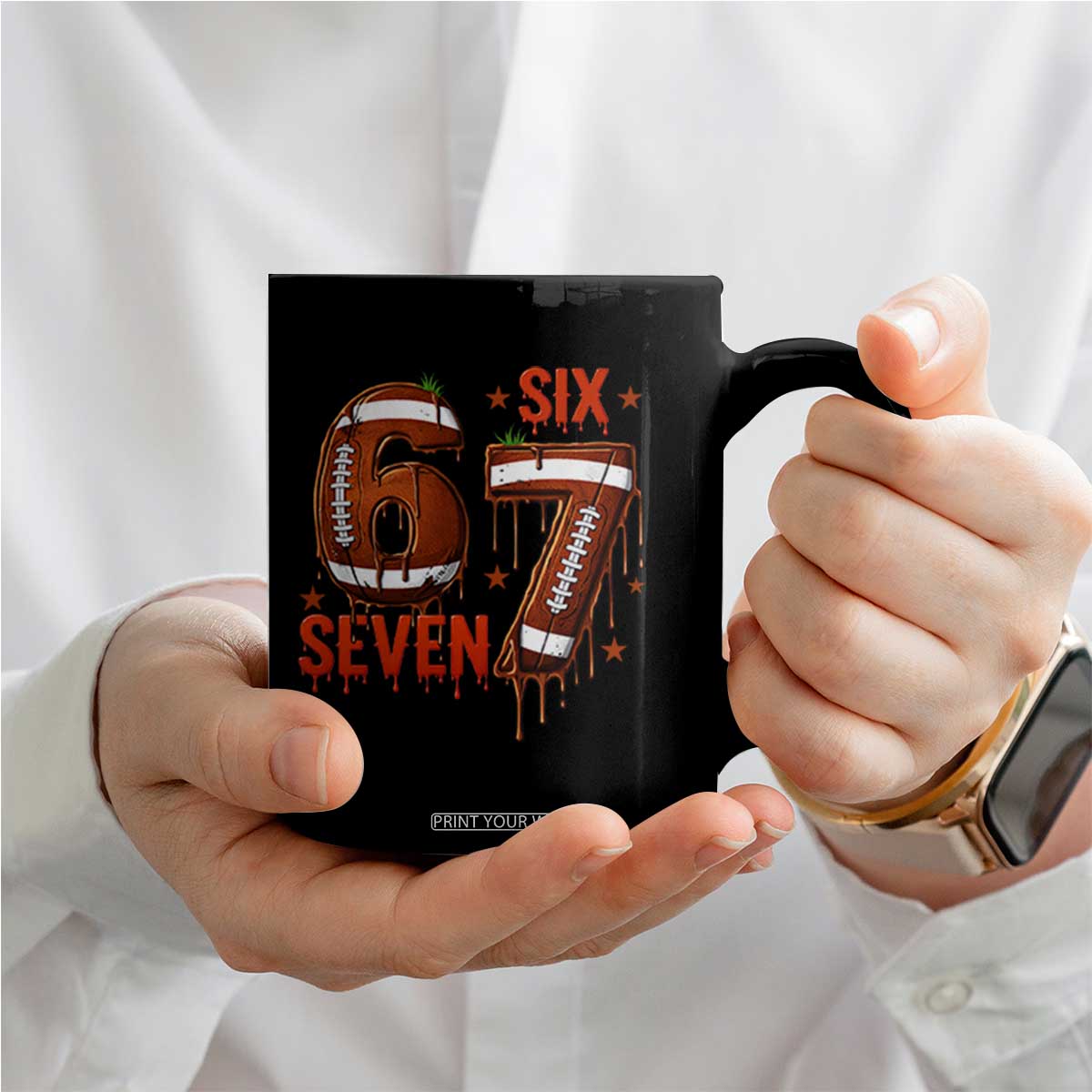 American Football Six Seven Meme Coffee Mug Funny Gen Z Alpha Gift TS12 Print Your Wear