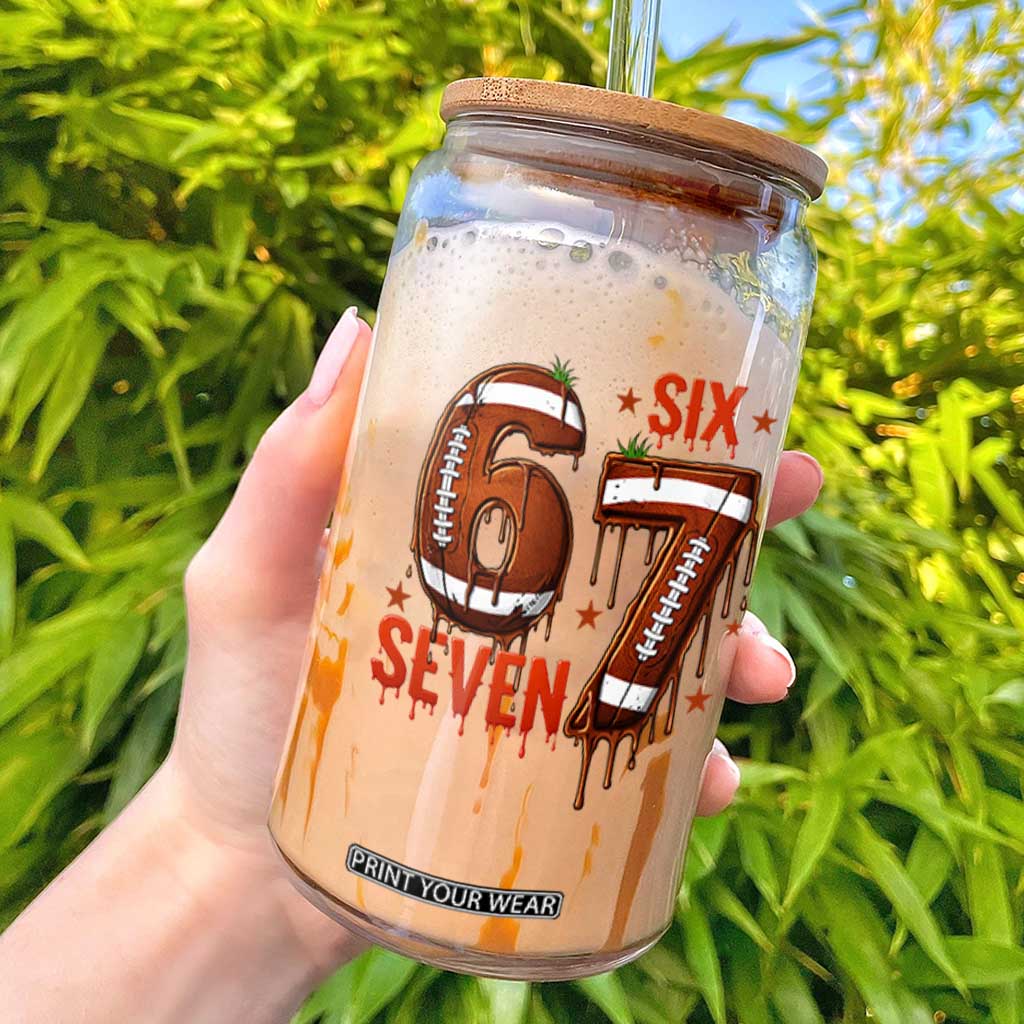 American Football Six Seven Meme Glass Can Funny Gen Z Alpha Gift TS12 Black Print Your Wear