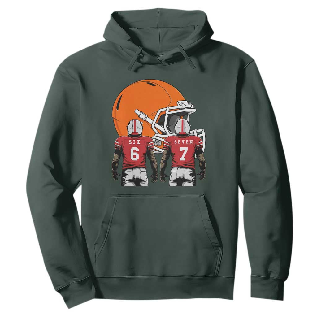 Funny American Football Hoodie Six Seven Meme TS12 Dark Forest Green Print Your Wear