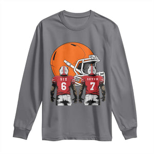 Funny American Football Long Sleeve Shirt Six Seven Meme TS12 Charcoal Print Your Wear