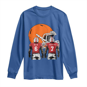 Funny American Football Long Sleeve Shirt Six Seven Meme TS12 Royal Blue Print Your Wear