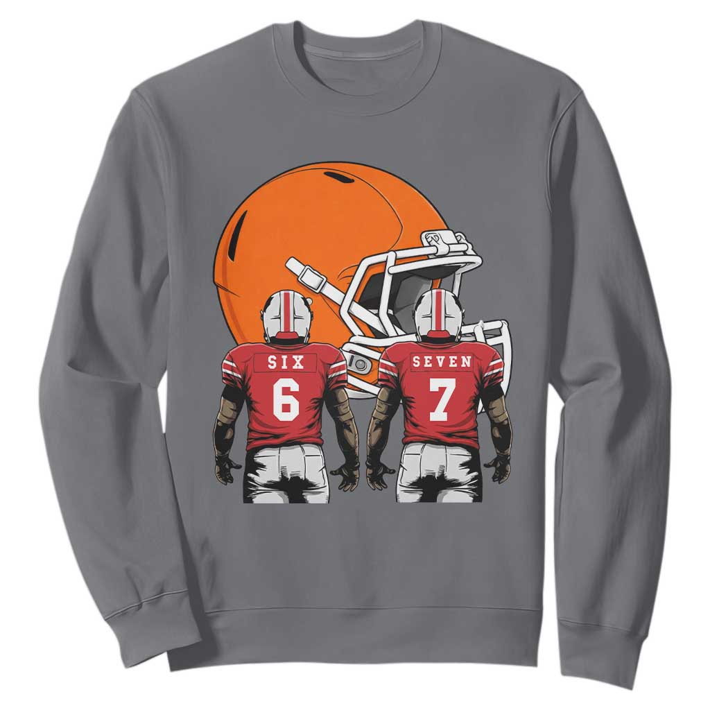 Funny American Football Sweatshirt Six Seven Meme TS12 Charcoal Print Your Wear