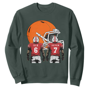 Funny American Football Sweatshirt Six Seven Meme TS12 Dark Forest Green Print Your Wear