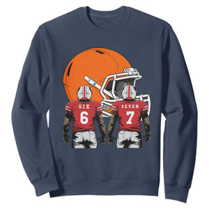 Funny American Football Sweatshirt Six Seven Meme TS12 Navy Print Your Wear
