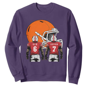 Funny American Football Sweatshirt Six Seven Meme TS12 Purple Print Your Wear