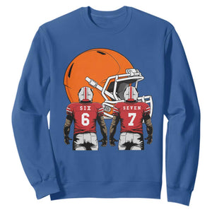 Funny American Football Sweatshirt Six Seven Meme TS12 Royal Blue Print Your Wear
