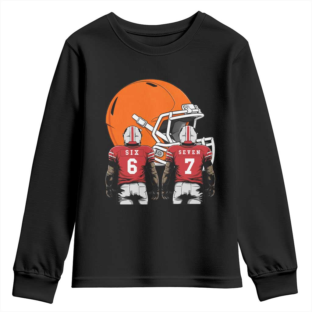 Funny American Football Youth Sweatshirt Six Seven Meme TS12 Black Print Your Wear