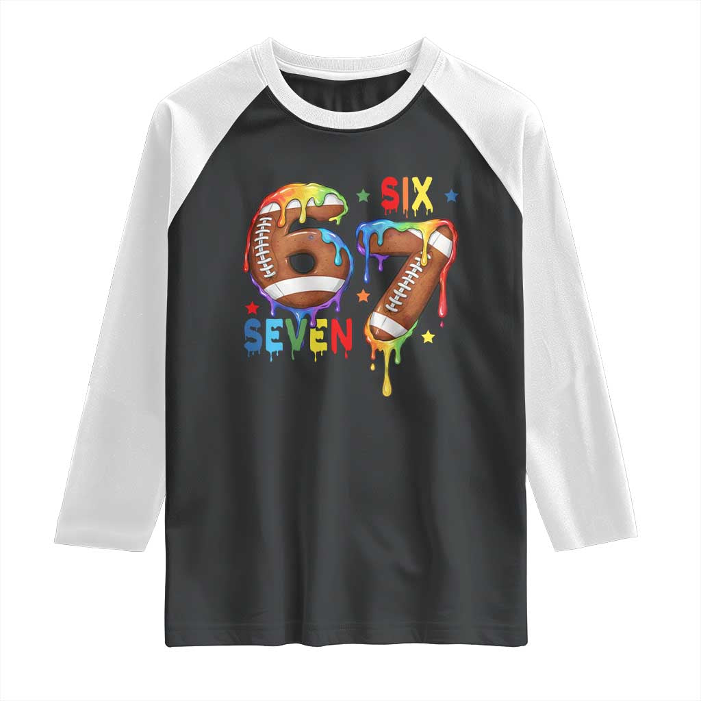 Funny American Football Raglan Shirt 67 Viral Gen Alpha Slang Gift TS12 Black White Print Your Wear