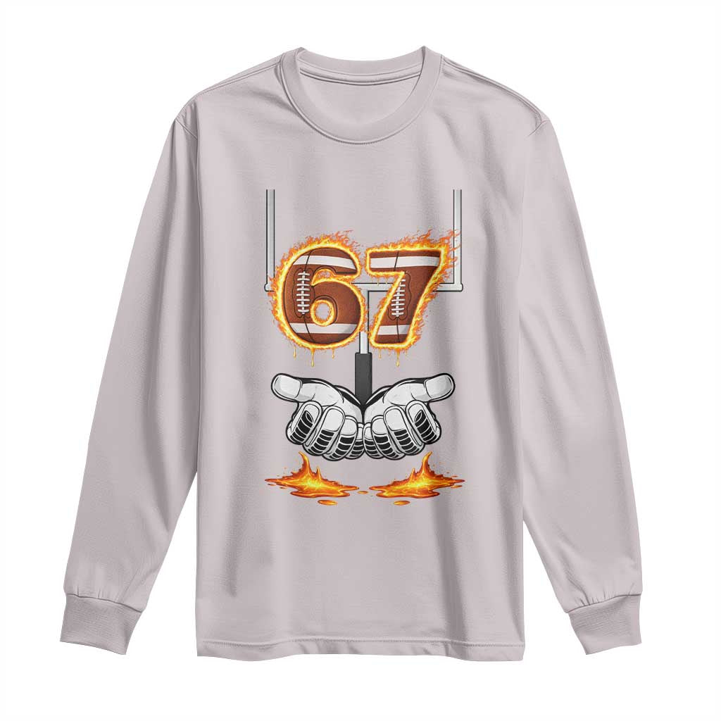 American Football Six Seven Meme Long Sleeve Shirt Fire Flame Drip TS12 Ice Gray Print Your Wear