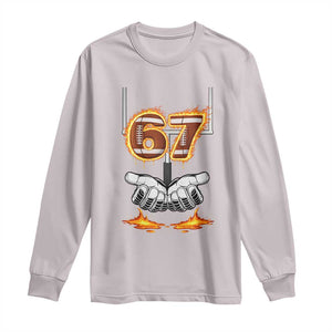 American Football Six Seven Meme Long Sleeve Shirt Fire Flame Drip TS12 Ice Gray Print Your Wear