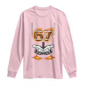 American Football Six Seven Meme Long Sleeve Shirt Fire Flame Drip TS12 Light Pink Print Your Wear